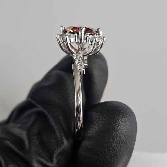 2ct Garnet Red Moissanite Ring - Picture 3 of 5